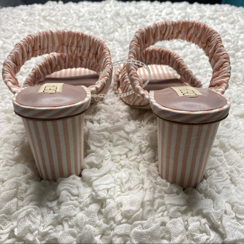 Striped Pink Ruched Triple-Strap Mule - Picture 6 of 8